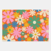 レトロ数々の花 – カラー60s 70s花柄 ラッピングペーパーシート (正面)