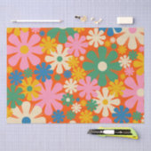 レトロ数々の花 – カラー60s 70s花柄 薄葉紙 (クラフト)