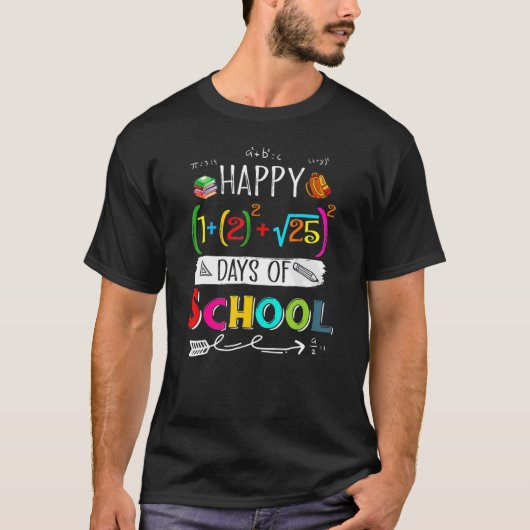 レトロ数式ハッピー100日の学校100th tシャツ (正面)