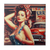 レトロ整備士ガール タイル (正面)