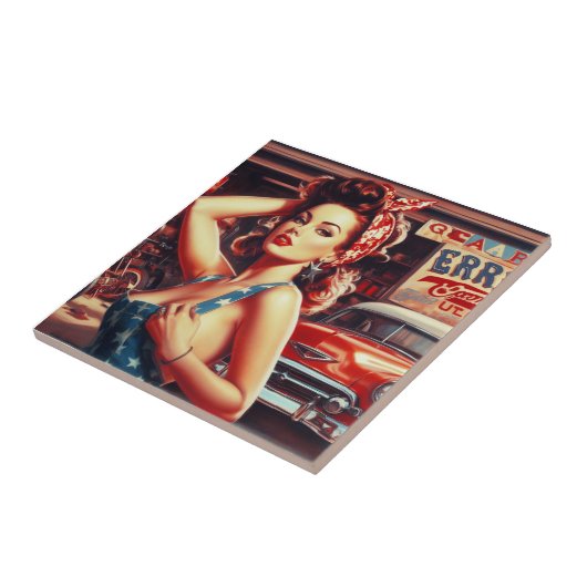 レトロ整備士ガール タイル (側面)