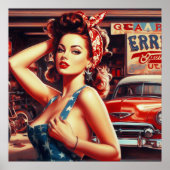 レトロ整備士ガール ポスター (正面)