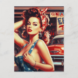 レトロ整備士ガール ポストカード