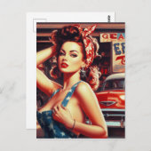 レトロ整備士ガール ポストカード (正面/裏面)