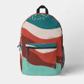 レトロ文パターン プリントバックパック (正面)