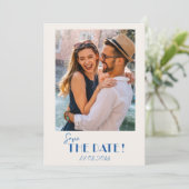 レトロ文字とフォトウェディングの日付を保存 セーブザデート (スタンド正面)