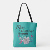 レトロ文字デザイン:誰かを幸せにする トートバッグ (裏面)