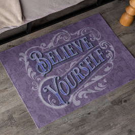 レトロ文字フローリッシュやる気を起こさせる引用文バイオレット ドアマット