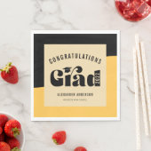 レトロ文字光金ゴールド及び黒卒業 スタンダードランチョンナプキン (インサイチュ)