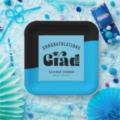 レトロ文字明るい青と黒の卒業 ペーパープレート (パーティー)