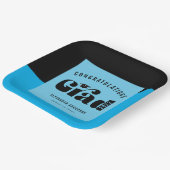 レトロ文字明るい青と黒の卒業 ペーパープレート (傾斜あり)