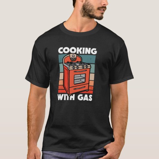 レトロ料理とガスProガスコンロ抗議 Tシャツ (正面)