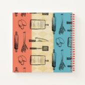 レトロ料理器具パーソナライズされたレシピ料理 ノートブック (裏面)