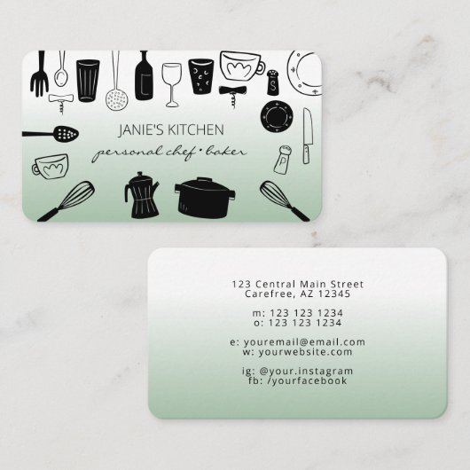 レトロ料理器具パーソナルシェフ 名刺 (正面/裏面)