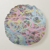 レトロ新しいアートデコインスパイアパステル抽象芸術 ラウンドクッション (正面)