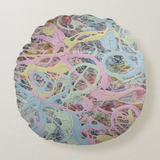 レトロ新しいアートデコインスパイアパステル抽象芸術 ラウンドクッション