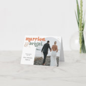 レトロ新婚アーチフォト折り畳みホリデーカード シーズンカード (正面)