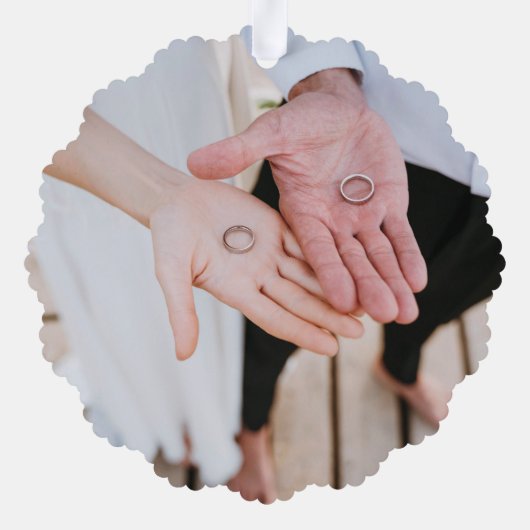 レトロ新婚オーナメントファースト結婚したクリスマス オーナメントカード (裏面)