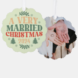 レトロ新婚オーナメントファースト結婚したクリスマス オーナメントカード