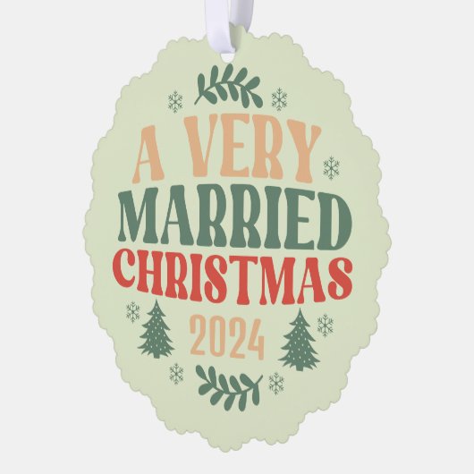 レトロ新婚オーナメントファースト結婚したクリスマス オーナメントカード (左)