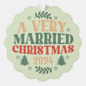 レトロ新婚オーナメントファースト結婚したクリスマス オーナメントカード (正面)