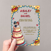 レトロ新婦アーポップ・アートのト漫画スタイル結婚ズ アクリル招待状 (インサイチュ (ポータブル))