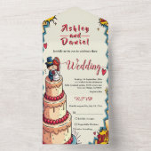 レトロ新婦アーポップ・アートのト漫画スタイル結婚ズ オールインワン招待状 (内側)