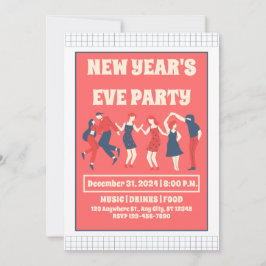 レトロ新年のイブパーティの招待状 招待状