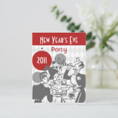 レトロ新年のパーティーはがき インビテーションポストカード (スタンド正面)