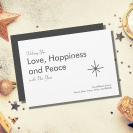 レトロ新年2024グレーエレガントホワイト シーズンカード