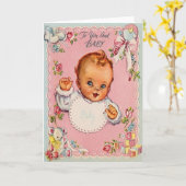 レトロ新生児グリーティングカード カード (黄色い花)