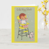 レトロ新生児グリーティングカード カード (黄色い花)