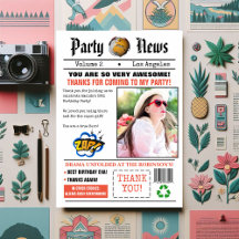 レトロ新聞の誕生日パーティー写真