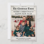 レトロ新聞クリスマスフォトファミリーグリーティング シーズンカード (正面)