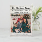 レトロ新聞クリスマスフォトファミリーグリーティング シーズンカード (スタンド正面)