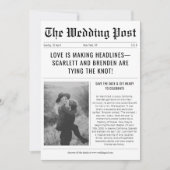 レトロ新聞ヴィン手頃テージ結婚式の写真 セーブザデート (正面)