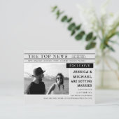 レトロ新聞白黒写真の保存日付 インビテーションポストカード (スタンド正面)