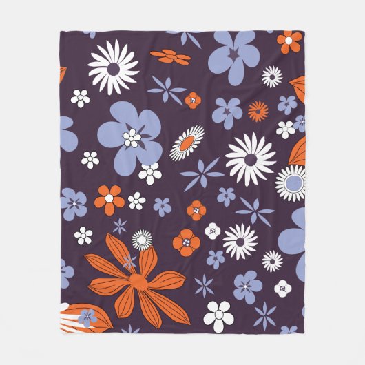 レトロ新規デザインフローラインディフラワースケッチアエシュ フリースブランケット (正面)