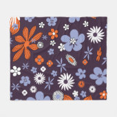 レトロ新規デザインフローラインディフラワースケッチアエシュ フリースブランケット (正面(横))