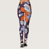 レトロ新規デザインフローラインディフラワースケッチアエシュ レギンス (裏面)