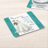 レトロ新郎新婦救マイドリンク紙コースター スクエアペーパーコースター (アングル)