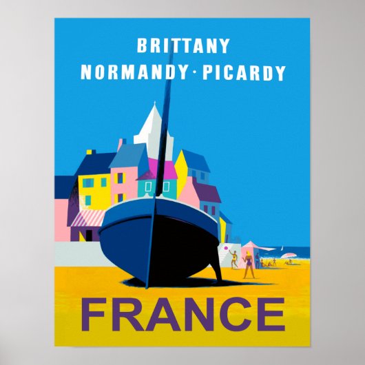 レトロ旅行のポスターNormandy, France ポスター (正面)
