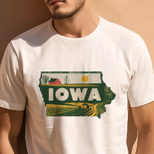 レトロ旅行アイコニックIowaグラフィック Tシャツ