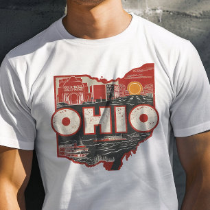 レトロ旅行アイコニックOhioグラフィック Tシャツ