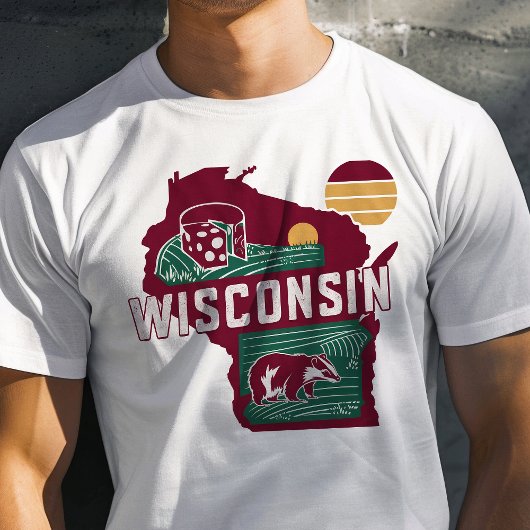 レトロ旅行アイコニックWisconsinグラフィック Tシャツ