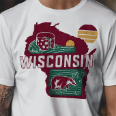 レトロ旅行アイコニックWisconsinグラフィック Tシャツ