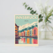 レトロ旅行インスブルックチロル – オーストリアのアルプスのギフト ポストカード (スタンド正面)