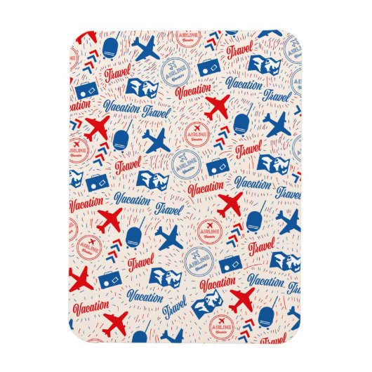 レトロ旅行パターン。 マグネット (縦)