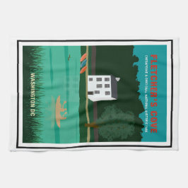 レトロ旅行ポスターフレッチャーズコーブワシントンDC キッチンタオル