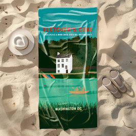 レトロ旅行ポスターフレッチャーズコーブワシントンDC ビーチタオル